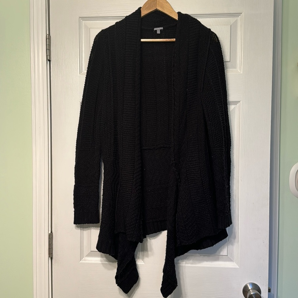 Long black open sweater